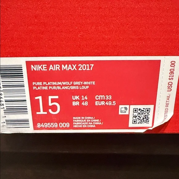 Nike Air Max 2017 in Pure Platinum, Wolf Grey and White - Picture 6 of 6